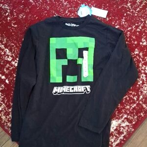 NWT Boy's XL Minecraft Black & Green Long Sleeve Shirt